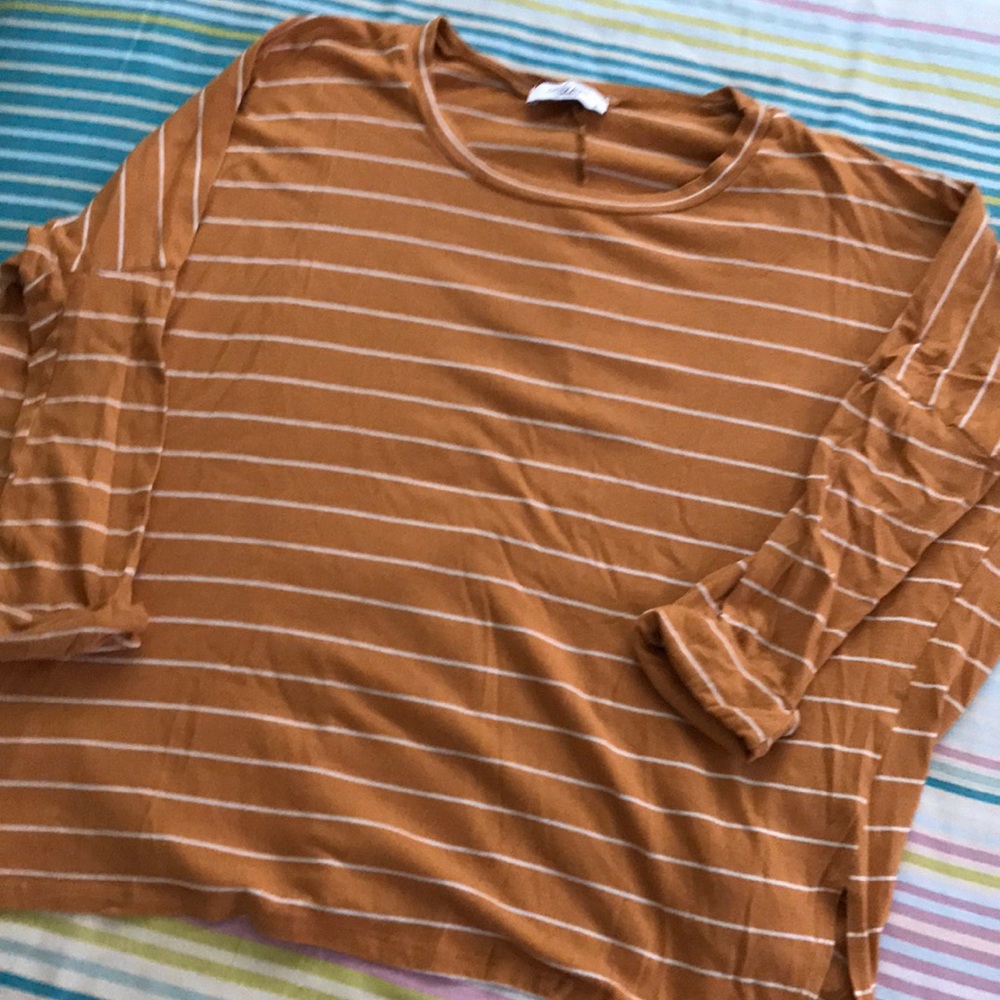 Carly Jean striped mustard rust wide crop top